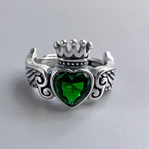 BOCAI New real s925 sterling silver wings love woman ring simple emerald fashion jewelry ladies gifts
