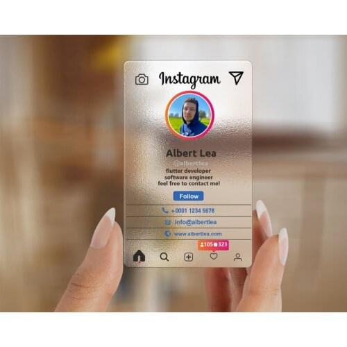 Carddsgn Customized Printed Pvc Transparent Business Cards Instagram Name Card Frosted Waterproof Free Design 200/500/1000PCS