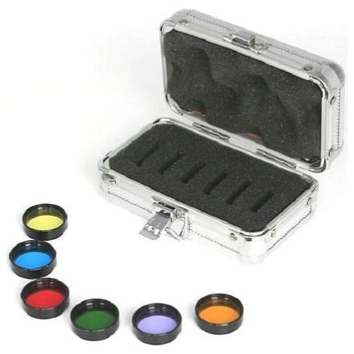 Datyson 5P9972 Color Astro Filters 6 pieces/Set 1.25" for Astro Telescopes Ocular Lens Moon Nebula filters with Aluminum Case