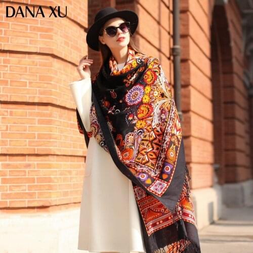 DANAXU Bufanda Mujer Wool Poncho Head Women Cashmere Lady Carf And Warm Shawl Stoles Bandana Scarf Hijab Luxury Brand Pashmina