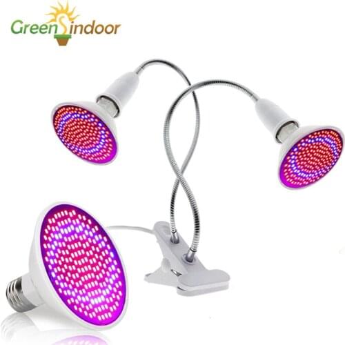 Full Spectrum Sunlight Vegs Cultivate Phyto Lamp Dual Head 200 LEDs Grow Light Lamp Desktop Clip Phyto Lamps for Plants Flowers