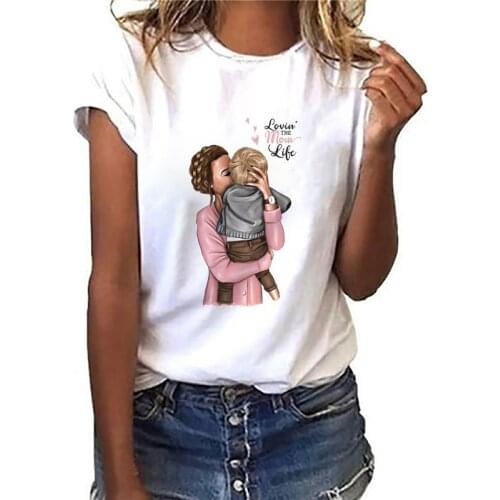 Super Mom Printed T-shirt Harajuku O-neck Short Sleeved tshirt Ladies Fashion Tshirt Leisure t shirt women