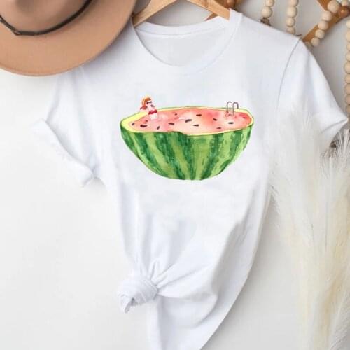 T-shirts for Women Watermelon Cartoon Printing Clothing Ladies Fashion Clothes Graphic Tshirt Top Lady Print Female Tee T-Shirt