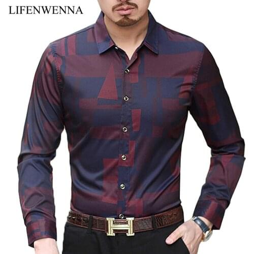Hot Men Shirt Mens Business Casual Shirts 2019 New Arrival Men Famous Brand Clothing Plaid Long Sleeve Camisa Masculina M-7XL