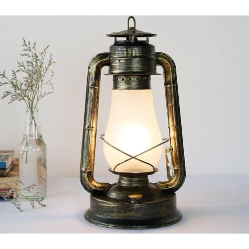 Retro Kerosene Table Lamps Vintage Glass Desk Light Fixtures Bedroom Living Room Decoration Led Stand Lights Industrial Decor