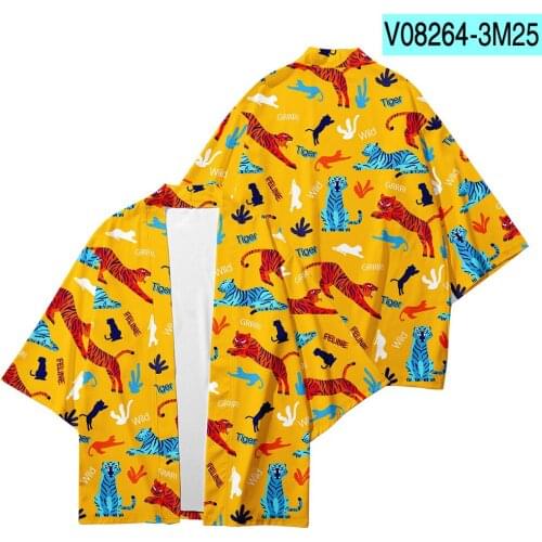 Japanese Style Tiger Print Kimono Hip Hop Cardigan Coats Harajuku Women Casual Loose Tops Streetwear Shirts