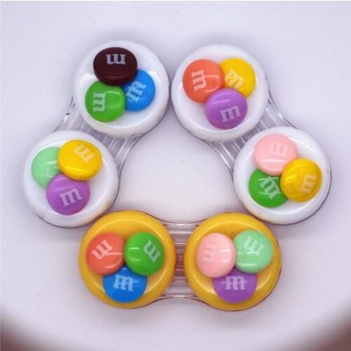 LIUSVENTINA Portable Wholesale 3pcs/lot DIY Cute Colourful M Bean Contact Lens Case Box Container for Color Lenses Gift for Girl