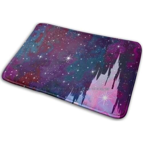 Magic Castle Silhouette Space Mat Rug Carpet Anti-Slip Bedroom Entrance Door Mat Psychedelic Abstract Magic Castle Magic