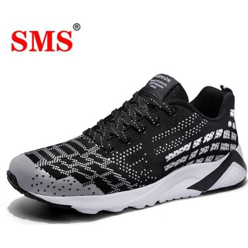 SMS Outdoor Running Shoes Men Breathable Mesh Sneakers Lightweight High Elasticity Sneakers Tenis Footwear Zapatillas Hombre
