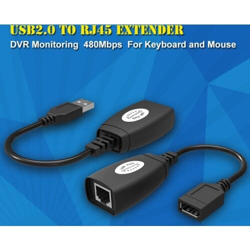 New USB Extender Adapter 50m Single RJ45 Ethernet CAT5E 6 Up to 150ft Cable for Laptop DVR Mouse