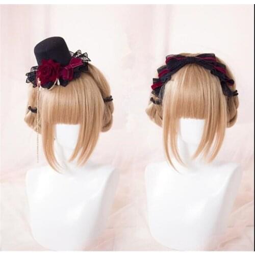 Rose black Girls Gothic Lolita Bow Black hairpin Hair Accessories Headwear Womens Hair clip B1285