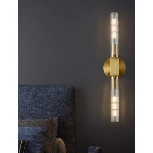 Luxury copper wall lamp postmodern simplicity living room TV background wall lamp stair aisle bedroom bedside lighting