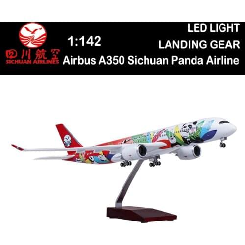 47CM 1/142 Airplane Airbus A350 Sichuan Panda Airline Model Light Plane for Collection Toys Adult Airliner Gift Kids Boys Show
