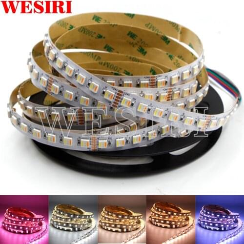 5M RGBCCT 5IN1 LED Strip Light RGB+White+Warm White 5050 SMD Dual White Temperature Adjustable LED Strip 12MM PCB DC12V/24V