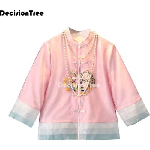 2021 traditional chinese qipao satin embroidery jacket top women qipao cheongsam tops vintage tang suit elegant lady outerwear