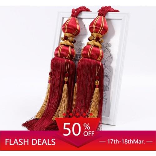 European-Style Curtain Tassel Curtain Accessories Accessories Double Ball Tassel Strap Rope Long Beard Tassel snow globe