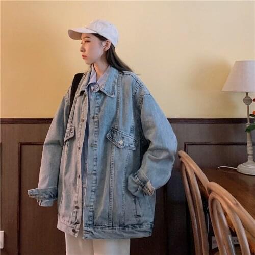 Denim Jacket For Womens Spring Autumn 2021 New Korean Style Fashion Versatile Retro Blue Loose Casual Fmelae Ladies Jaqueta