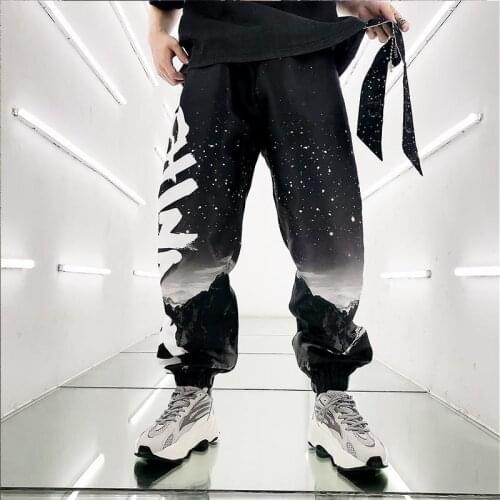 Star gradient nine-point pants loose casual pants lovers tide sports hip-hop pants male trend wild harem trousers