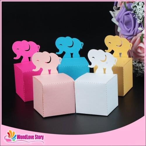 10pcs/lot Cute Animal Elephant Candy Box Cookie Box Gift Box Baby Shower Birthday Party Favors Paper Box Birthday Party Supplies