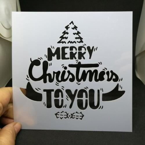 13*13 Christmas Layering Stencils for Diy scrapbook/photo album Decorative Embossing coloring,painting stencil,home decor