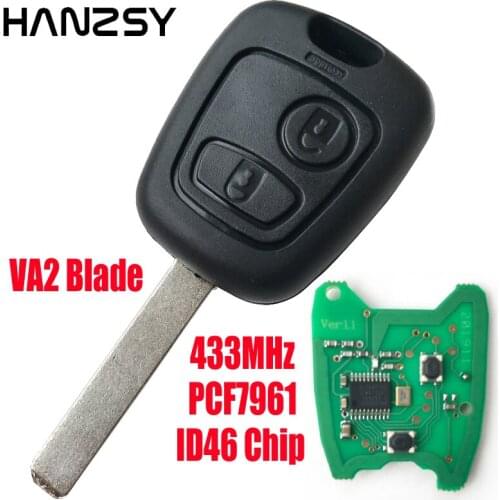 2 Buttons Remote Key For Peugeot 307 Citroen C1 C3 with ID46 Chip PCF7961 VA2 Blade Car key