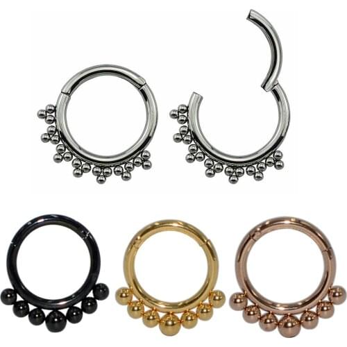 2pc 316L Surgical Steel 16G Clusters Ball Ear Cartilage Hinged Hoop Ring Piercing Nose Ring Lip Septum Helix Earrings Jewelry