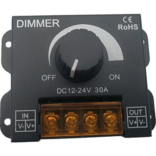20pcs 30A 360W LED Dimmer PWM Brightness Adjustable Regulator Single Color Controller for 5050 3528 LED Strip DC12V 24V 360W