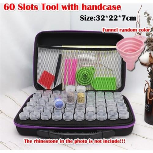 30/60 Slots Diamond Painting Tools Nail Accessories Bead Rhinestone Storage Jar Diamond Bottle Container Organzier Carry Handbag