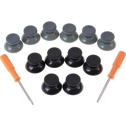7pcs/set Black Gray 3d Analog Stick for Xbox 360 Controller Thumbsticks Caps for X box 360 Gamepad Repair Parts with Tool