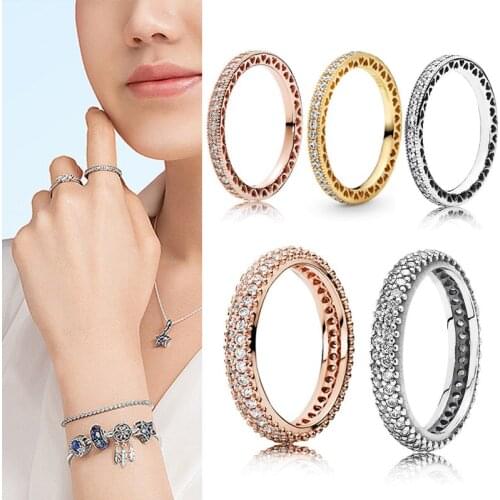 925 кольцо Silver Pan Ring Rose Gold Source Of Inspiration With Crystal Cz Pan Ring For Women Wedding Party Fashion Jewelry