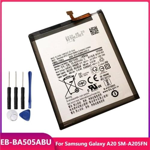 Original Replacement Phone Battery EB-BA505ABU For Samsung Galaxy A20 SM-A205FN Rechargeable Battery 4000mAh With Free Tools