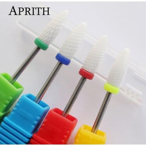 APRITH Ceramic Bullet Nail Drill Bit Electric Nail File Machine for Manicure Apparatus Accessories Remove Nail Gel Rotary Tool