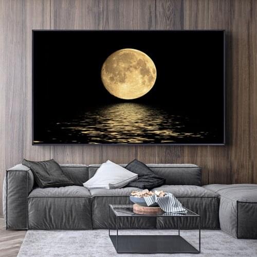Black White Moon Canvas Paintings Modern Wall Art Posters and Prints Art Abstract Modular Pictures for Living Room Decor