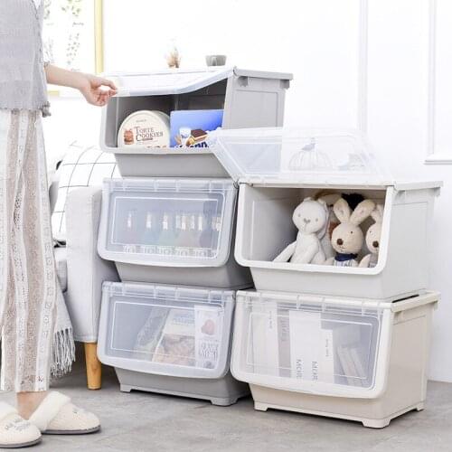 Extra large storage box Open childrens toy storage box at snack side Front open clothes plastic storage box organizer