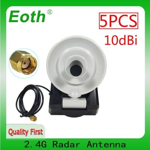 2.4G WiFi Antenna 2.4GHz high gain 5P 10dBi RP-SMA Male Wireless WLAN Directional Radar Antenna IOT RG174 Cable 1M wifi router