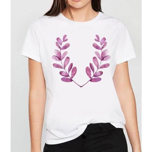Graphic tees tops Painting of fallen leaves tshirts women funny t shirt white Tops casual short Camisetas Mujer_T-Shirt