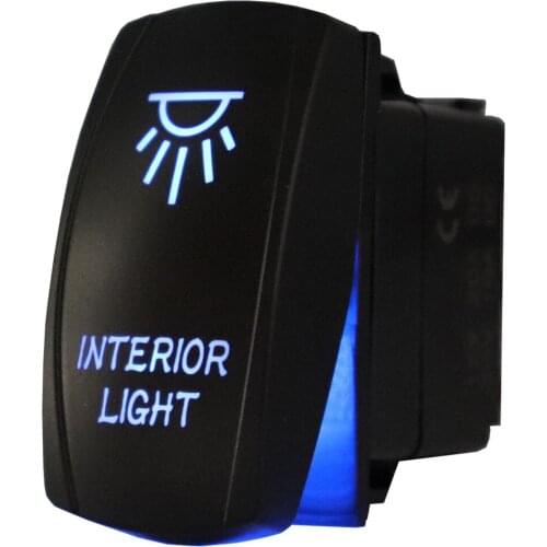 Interior Light Car Boat Rocker Switch Waterproof Laser 5 Pin SPST ON/OFF 12V/24V Blue Led for Auto Automotive Truck Boat Marine