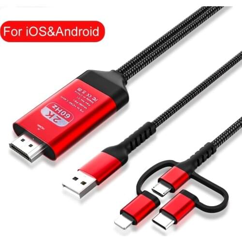 HDTV Cable for IPhone for Samsung Huawei Phone Screen Connect To HDMI-compatible HD TV Projector Audio Video Adapter Converter