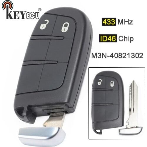 KEYECU 433MHz ID46 Chip M3N-408213 Replacement 2 Button Smart Remote Key Fob for Chrysler 300, for Jeep, for Dodge, for Fiat 500
