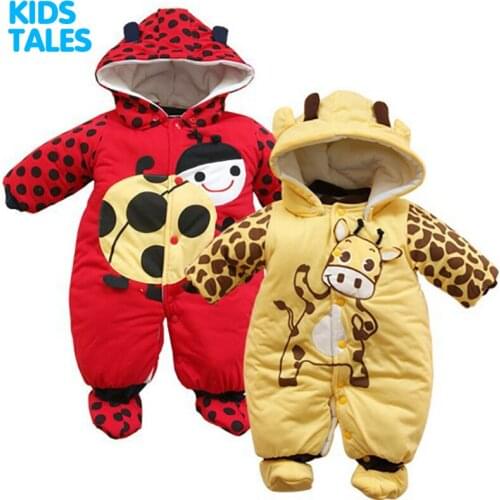 Drop Shipping 2017 New Arrive Baby Thicken Padded And Footed Winter Fleece Romper Winter Baby Jumpsuit Kid Climb Clothes Retail