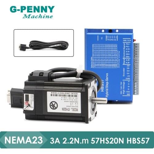 CNC Nema23 Closed Loop Stepper Motor kit 2.2N.m Shaft 8mm 57 stepping motor with 256 Subdivision DC24-60V DSP and vector control