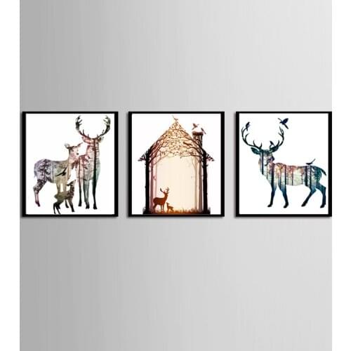 Hot Sales Without Framed 3 Panels Picture Nordic Elk Series HD Canvas Print Painting Artwork Wall Art Canvas painting Wholesale