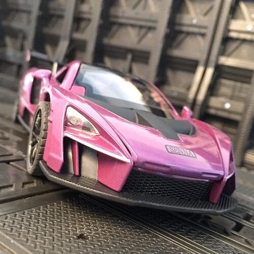 1:32 Diecast Car Toy New McLaren SENNA Simulation Alloy Model Metal Vehicle Sound&Light Pull Back Childrens Birthday Gifts Kids