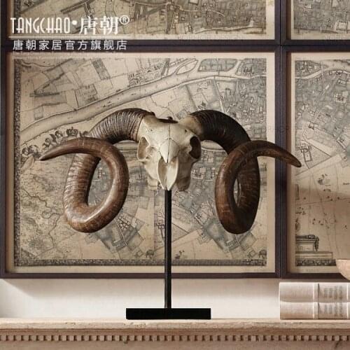 Living room Home Furnishing soft furnishings decorations big red deer Skull decoration