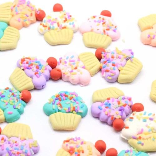 50/100pcs New Arrive 24*28MM Polymer Clay Cake Beads Kawaii Clay Sprinkles Cupcake Cabochons Hair Bow Center DIY