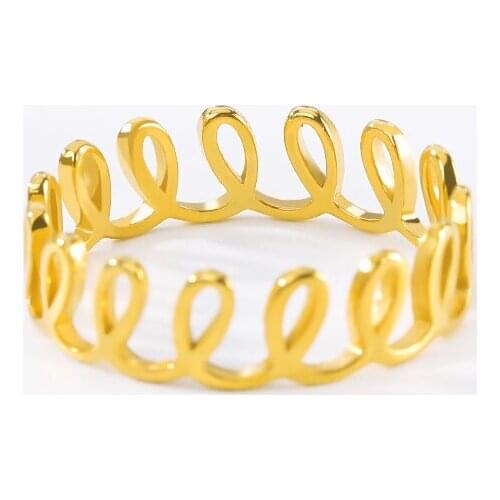 Fashion Boho Cute Rings For Girl Jewelry Gold Color Stainless Steel Silver Color Sea Wave Rings Anillo Hombre Accesorios Mujer