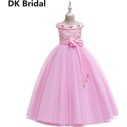 Flower Girl Dresses Puffy Wedding Party Dress Girl First Communion Eucharist Attended Princess Long Evening Dress vestido flores