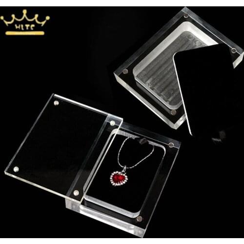 Transparent Jewelry Display Box Pendant Necklace Case Jewelry Gift Box Acrylic Showing Case Holder 4 Sizes