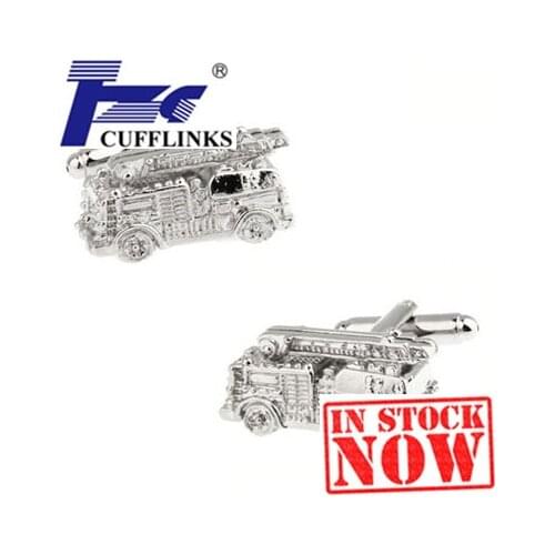 Siver Fire Truck Cufflink Cuff Link 2 Pairs Free Shipping Promotion