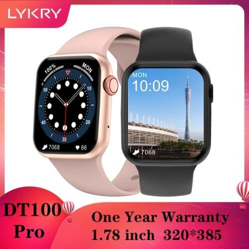 LYKRY DT100 PRO Plus Smart Watch Men Wireless Charger Large Battery 280mAh BT Call Women IWO 15 Plus Smartwatch For IOS Android